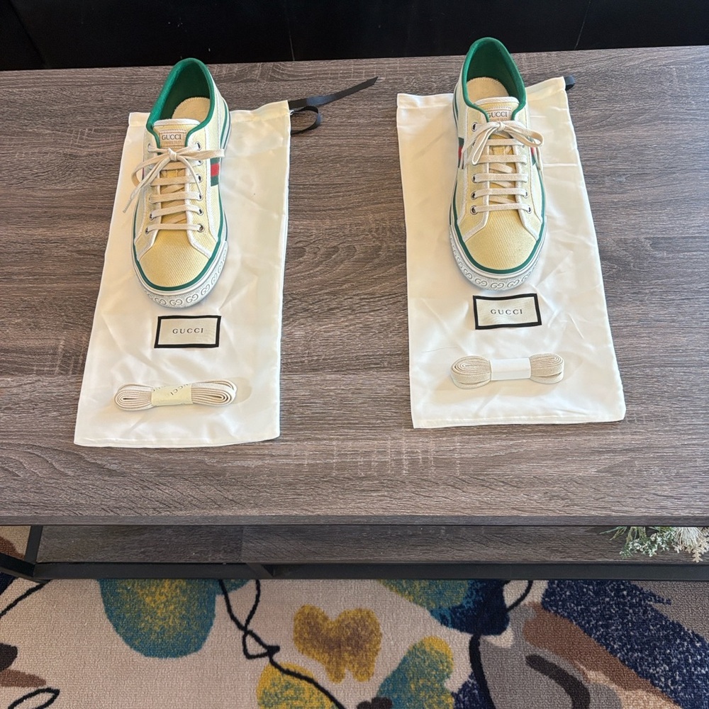 Gucci Yellow and Green Canvas Sneakers